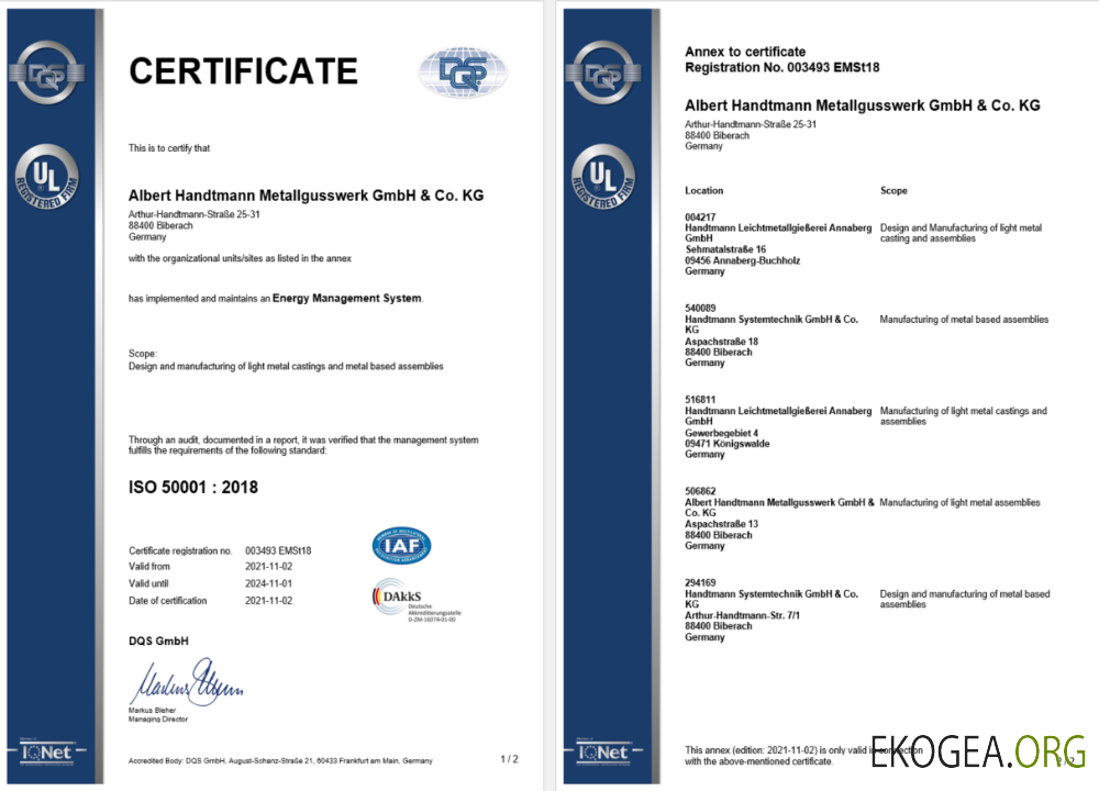 Modèle Word et PDF de certificat d'enregistrement DQS en Allemagne